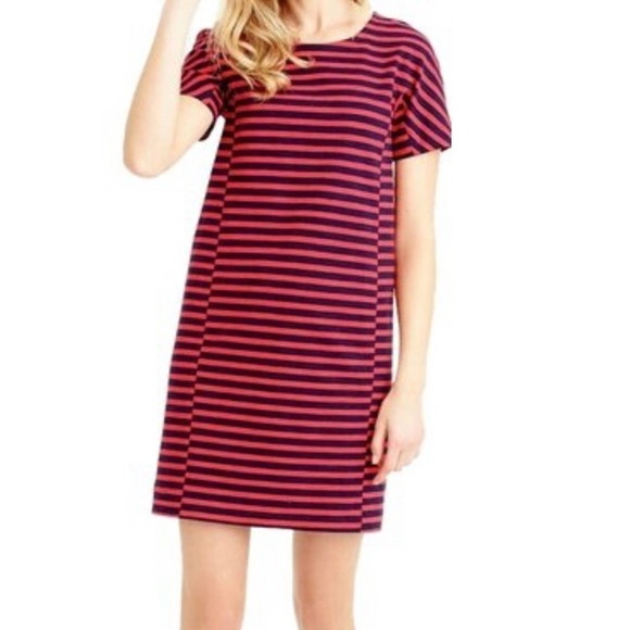 J.Crew Red Stripes Short Raglan Sleeve Stretchy Zipped T-shirt Dress size S - Picture 1 of 8